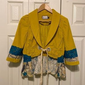 Unique up-cycled blazer with ruffle detail